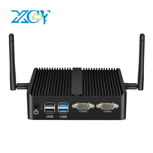 XCY Fanless Mini PC Intel Core I5-5200U I3-5005U Dual GbE LAN 2x RS-232 Serial Ports 4x USB Embedded IPC WiFi Windows Linux by PDG ibma