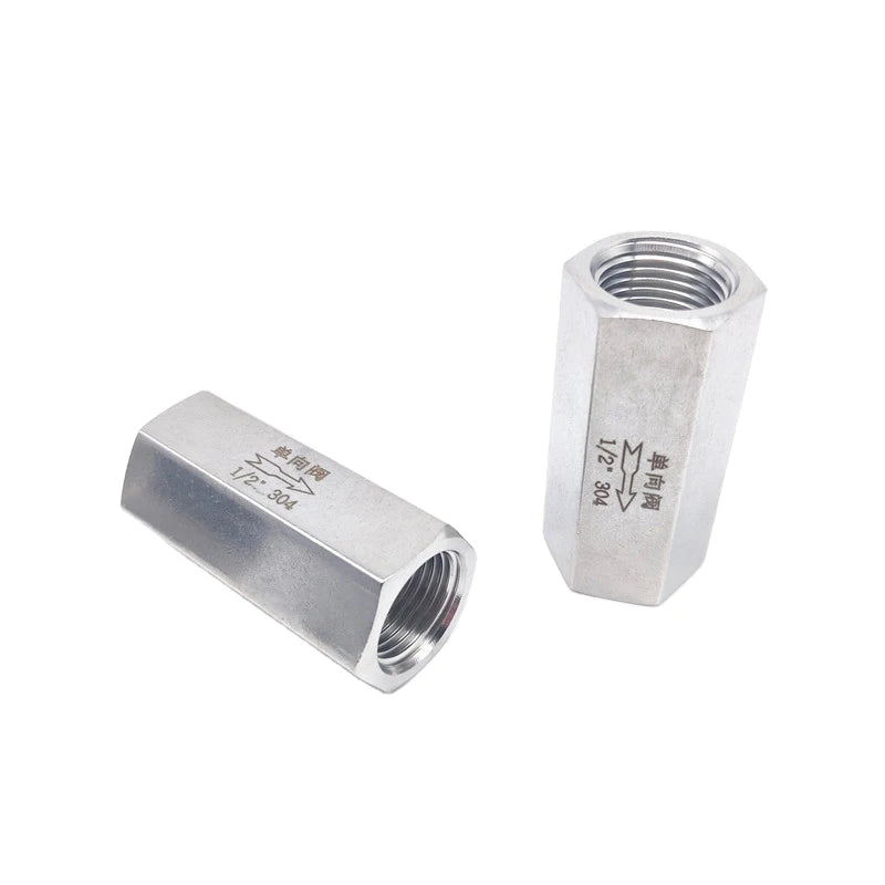 1/8" 1/4" 3/8" 1/2" 3/4" 1" 304 Stainless Steel One-Way Check Valve with Ball Structure Hexagonal Female Thread