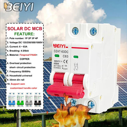 Best Price DC Circuit Breaker DZ47-63 DC1000V Twin Pole 6ka Solar 63 Amp Dc Breaker Mcb for Solar System