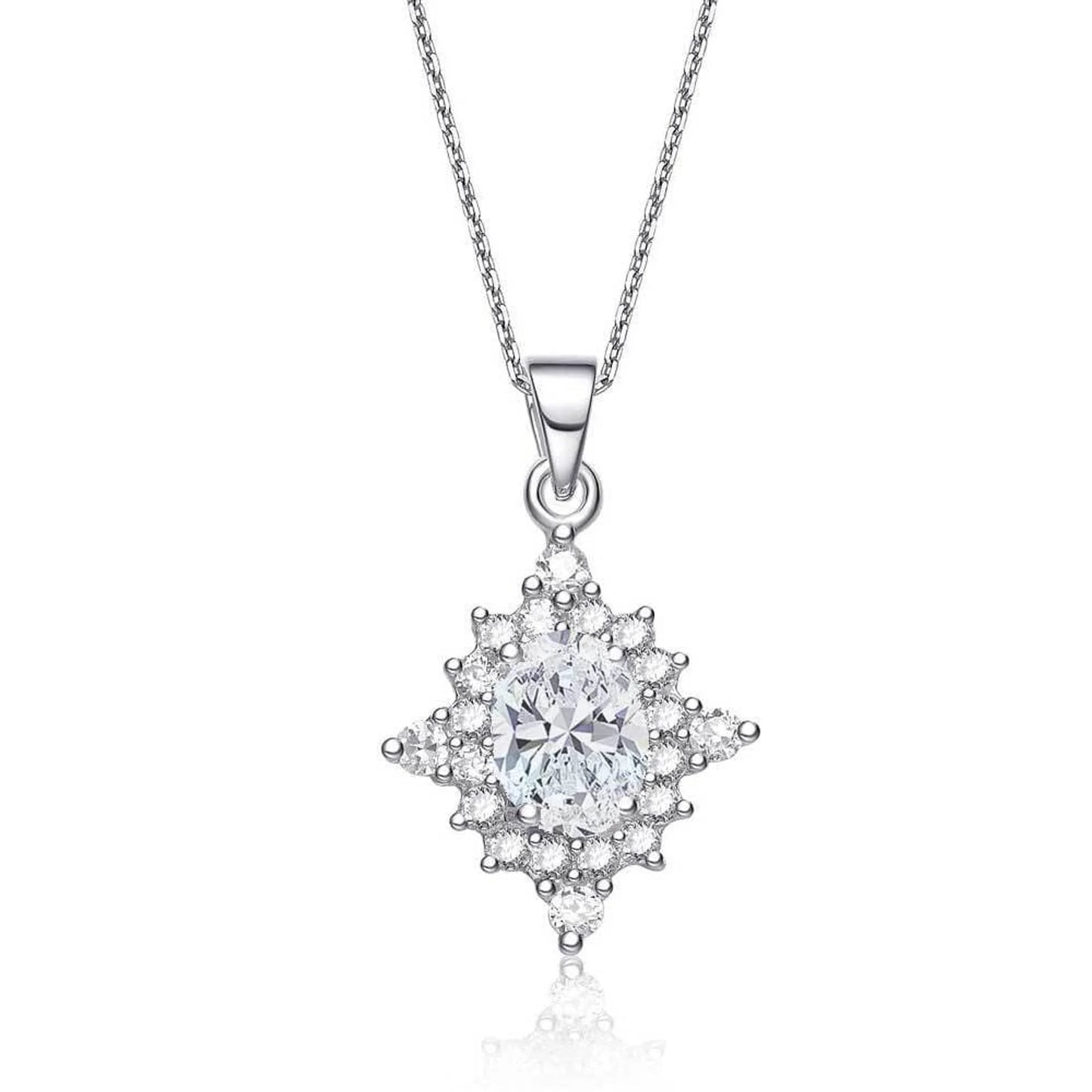 TD Collette Z Cubic Zirconia Oval Spiked Necklace Stylish Sterling Silver Fashion Pendant Necklace