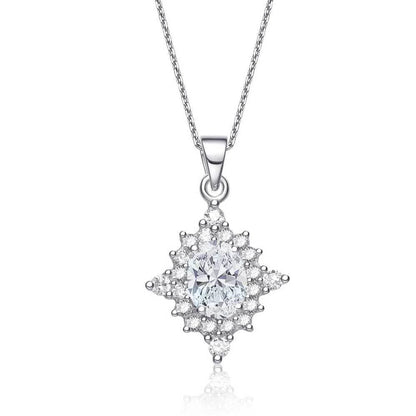 TD Collette Z Cubic Zirconia Oval Spiked Necklace Stylish Sterling Silver Fashion Pendant Necklace