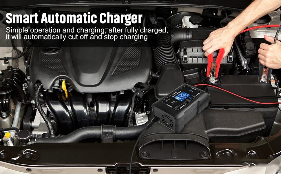 HTRC 12V/24V 15A/20A Car Battery Charger Smart Charger for Lead-Acid PB LiFePO4 Battery 7-Stage Automatic Car Motorcycle Charger