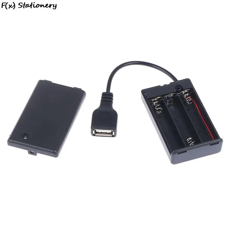 DC4.5V Portable Mini AAA Battery Holder Storage Box Case USB Power Supply Battery Box 65x45x15mm