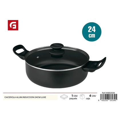Luxe 24cm Aluminum Induction Saucepan - Cookware and Pots