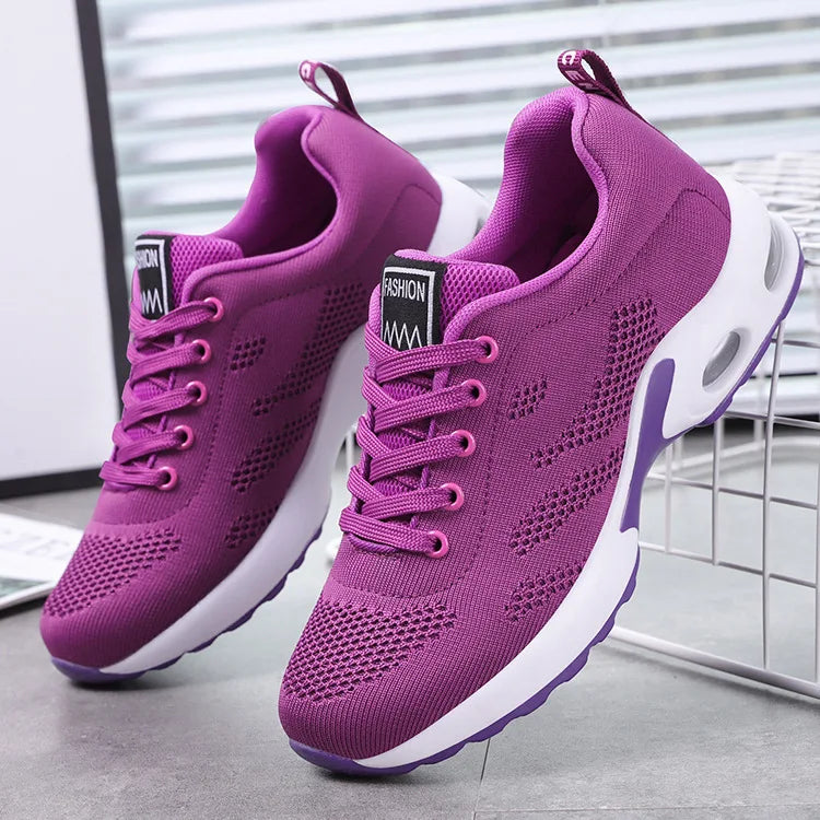 Ladies Casual Running Sneakers New Spring Autumn Fashion Shoes Stock Breathable Lace-Up Sports Shoes for Women