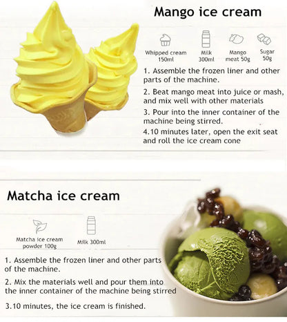 Automatic Bench Top Simple Operation Large Capacity Mini Soft Ice Cream Machine for Home DIY Ice Cream Machine Manual