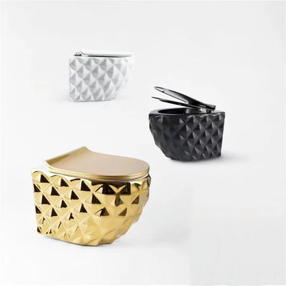 Hot Sale Ceramic Electroplated Bathroom WC Gold Color  Wall Hung Toilet