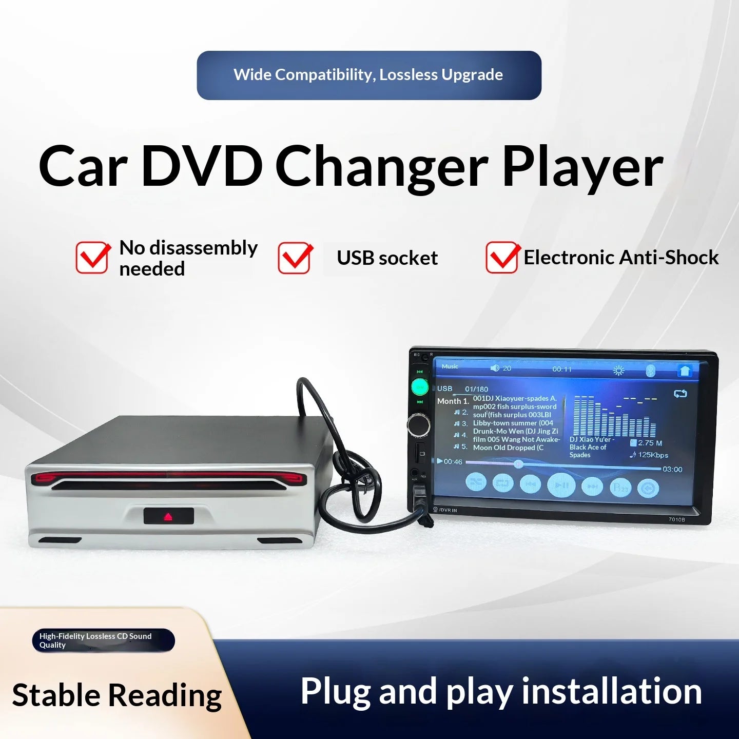 Car for Disc Box USB Optical Drive Android Navigation VCD/CD Player Full Format CD Modification 1 Year Warranty Universal Fit