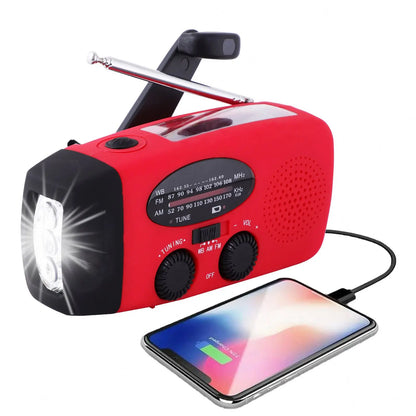Multifunctional Waterproof Emergency Power USB Charger Solar Hand Crank Dynamo Portable AM/FM Radio Built-In Speaker Flashlight