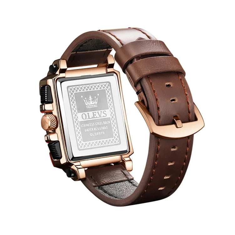 OLEVS Top Brand Male Watches Square Quartz Watch Watch for Men Waterproof Leather Strap Sport Clock Male Relogio Masculino