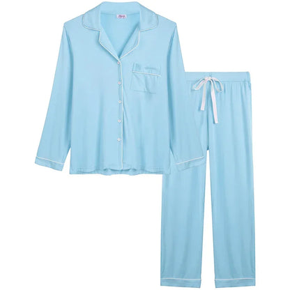 Joyaria Pajama Sets Women Long Sleeve Sleepwear Button Down Pj Pants Set Soft Bamboo Female Night Suit PJS Women Pyjamas Femmes