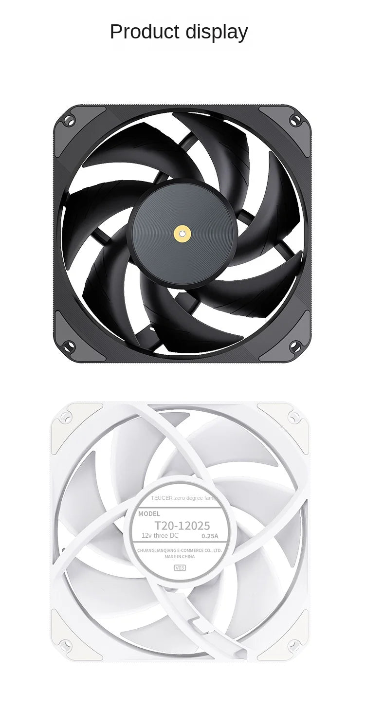 TEUCER T20 Industrial Grade 12V 4Pin 2500RPM PC Case Radiator Fan Ball Bearing High Wind Pressure Cooling Fans S-FDB