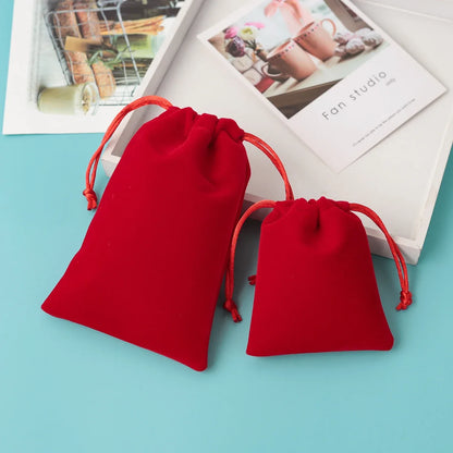 5Pcs Velvet Jewelry Small Pouches for Valentine's Day Marriage Party Gift Display Packing Bag Earrings Rings Organizer Bag