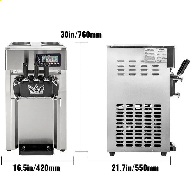 VEVOR 1200W A168  Compressor Ice Cream Maker 4-Nozzle LCD Panel Machine for Yogurt and Milk 3 Flavors New Condition