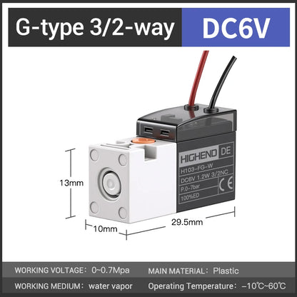 Highend 3/2 Way Direct Acting Mini Solenoid Valve 24v 10mm L/M/G-type Vacuum  Plastic Mini Sock Knitting Solenoid Valve