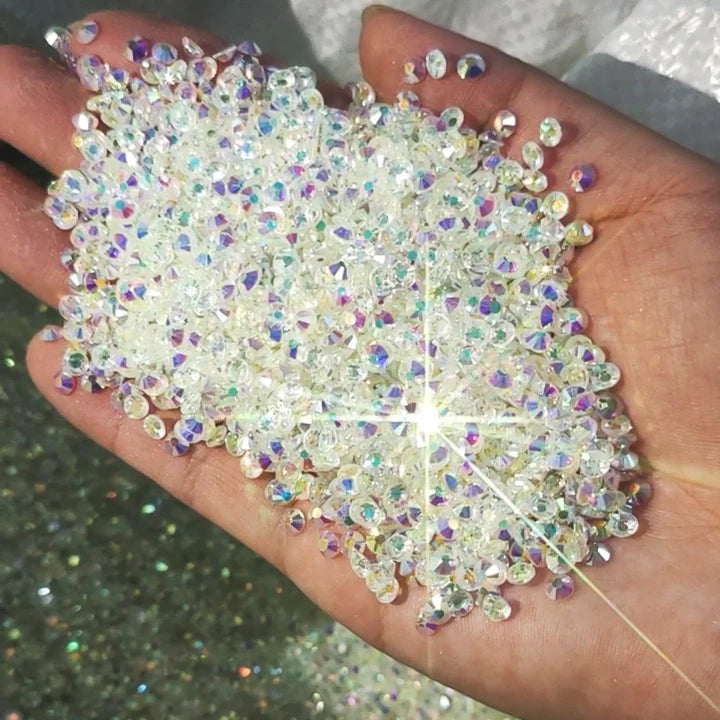 AB Flatback Nail Art Transparent AB K9 Unfoiled Back Glass Diamond Crystal Rhinestone Trade Assurance Chinese Grade 5A K9 1 Bag