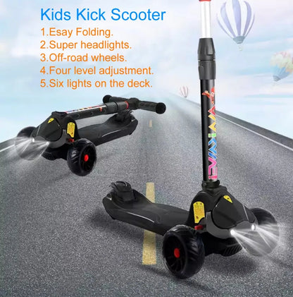 High Quality Foldable Kick Scooter Three Wheel Children Scooter with Led Light