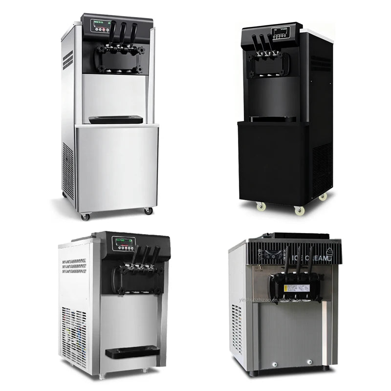 New Small Countertop Automatic Soft Ice Cream Machine 3 Flavors 220V 20L/H Capacity