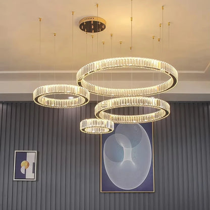 Nordic Style Custom LED Crystal Chandelier for High Ceilings Adjustable Height for Restaurant Villa Hotel Lobby Decor