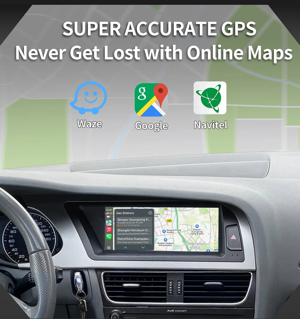 Wireless Touch Screen Navi CarPlay & Android Auto  Linux Radio Carplay for Audi A4 B8 2009-2016