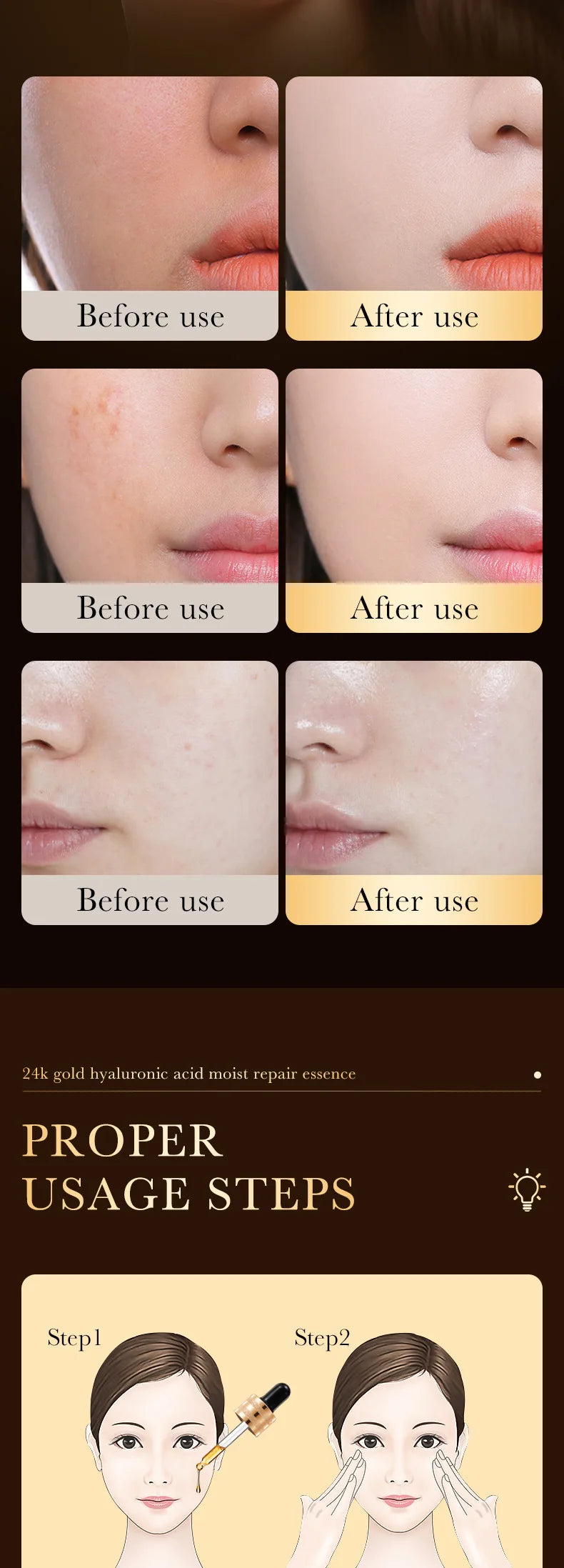 MRUIS 24k Gold  Collagen Cream Peptide Snail Brighten Whitening Skin and Fight Against Aging Serum Lotion Facial Care Luxury Set