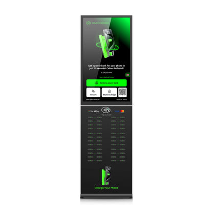 Commercial 48-Slot Mobile Phone Charging Station Vending Machine 43-Inch Touch Screen NFC Power Bank Rental for Public Spaces