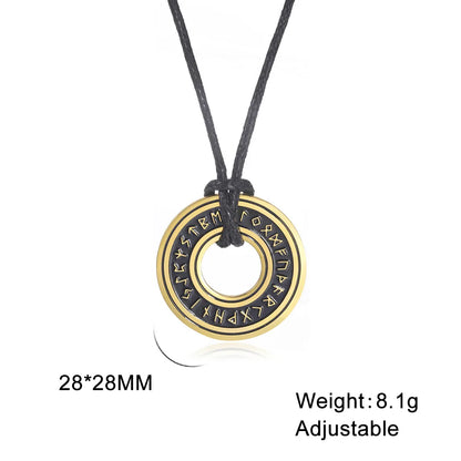 FCJ Men's Vintage Nordic Rune Necklace Stainless Steel Elder Futhark Pendant Star-Shaped Norse Runes Viking Jewelry Amulet