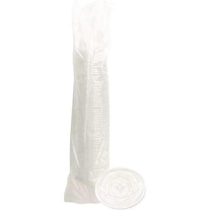 Boardwalk BWKNPET912STRAPK Disposable Crystal-Clear Cold Cup Lids 9 Oz. to 12 Oz. with Straw-Slot Clear (100/Pack) B0F8PLC2HC