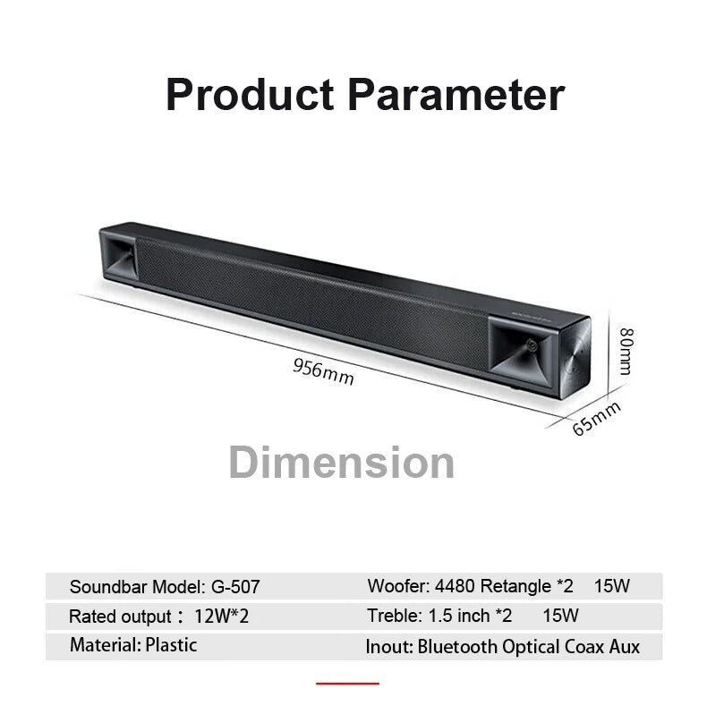 2.0 Ch Stereo Slim Soundbar with for Wall Mount 4 Speakers 30W RMS for Home Theater TV-High Quality Audio Experience