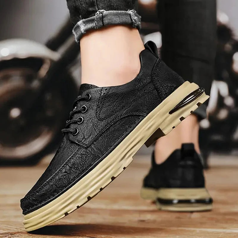 New Leather Shoes Men's Korean Version Fashion Custom LOGO 4 Seasons Genuine Leather Lace-up Office Business Dress Shoes