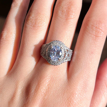 F1405 Women's Engagement Ring Emerald Cut Cubic Zirconia Pave Setting Lab Created Fashion Rings