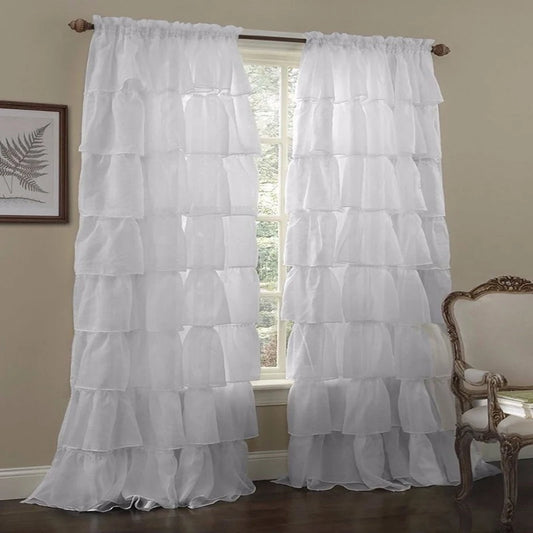 White Blinds Rod Curtain Tulle Multi-layered Lace Curtains for Bedroom Window Solid Color Blackout Curtain Home Use Cortinas by PDG ibma