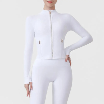 USA Oversea Warehouse Thermal Yoga Jacket Women Fleece Lined Workout Top Cold Weather Running Sportswear Outdoor Fitness Gear