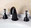 Gold Crystal 3-Hole Basin Split Faucet Bathroom Cabinet Full Copper Washbasin Under Counter Basin Cold and Hot Water Faucet CF96