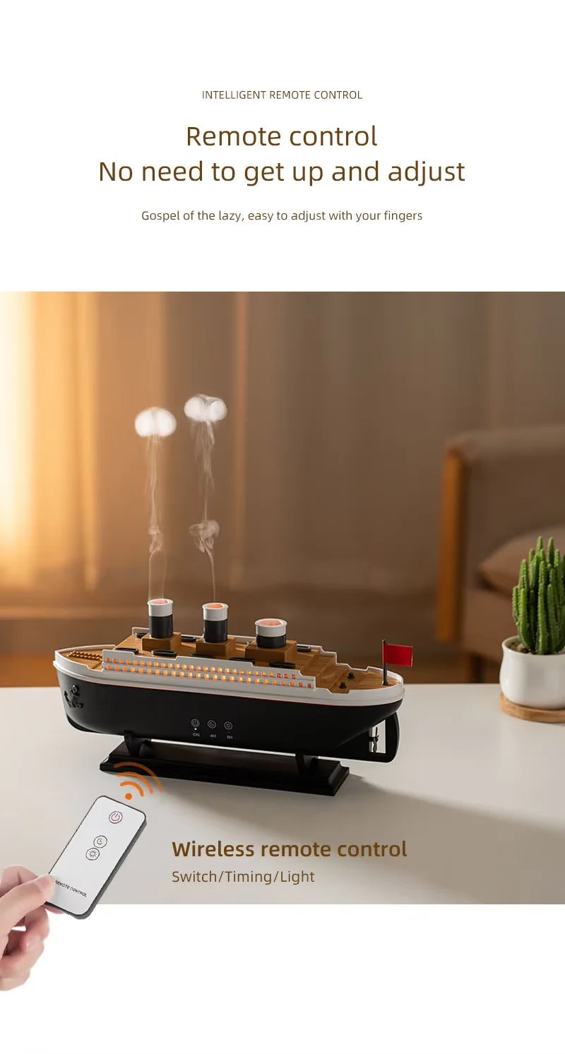 2025 Electric Ship Diffuser Humidifier Ultrasonic Essential Oil Jellyfish Diffuser Desktop Smart Home Boat Diffuser for Office