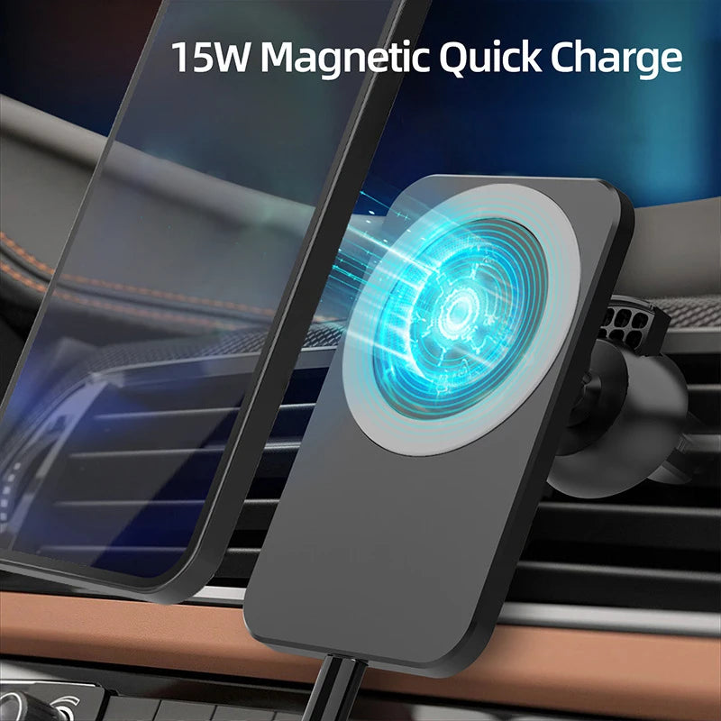2025 New Arrivals Magnetic Car Charger Wireless Phone Holder Magnet 15W Fast Car Wireless Charger Adapter