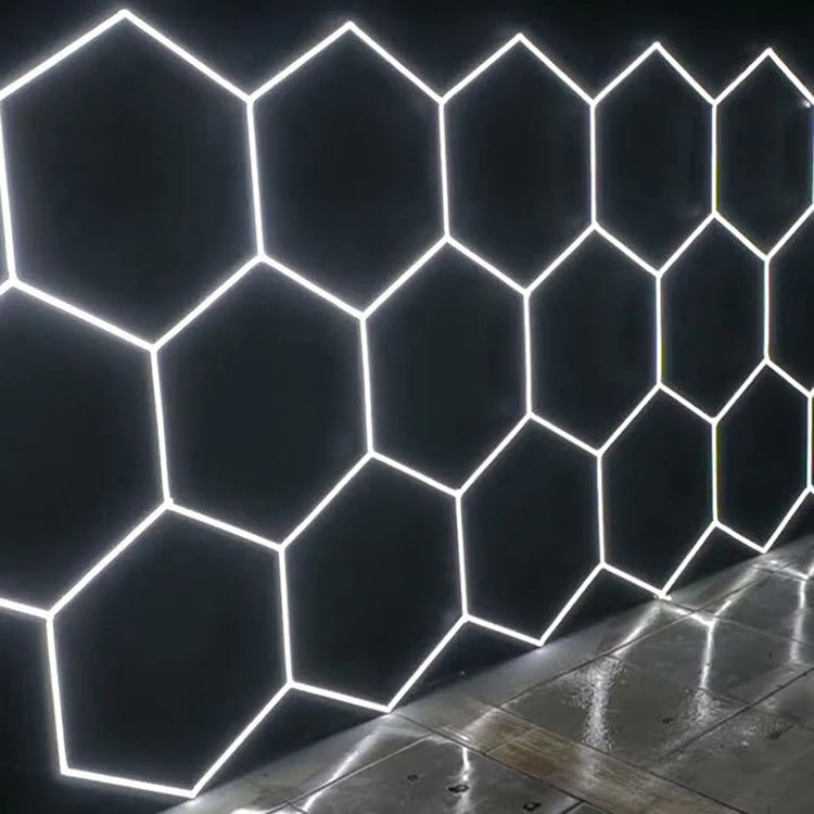 Waterproof 6500K Hexagonal LED Light Ceiling Car Detailing Aluminum Housing Car Showroom Garage Honeycomb Wall Light