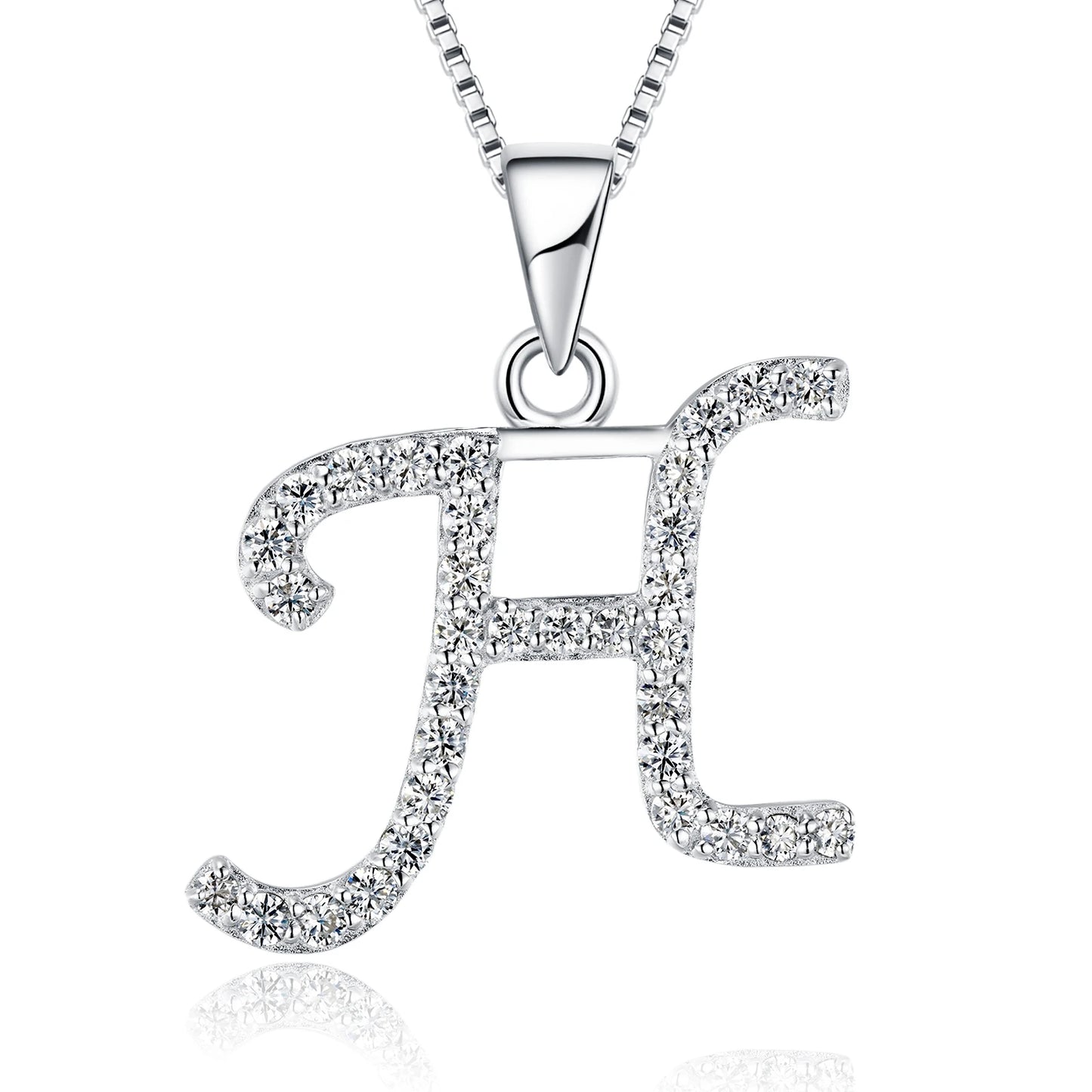 925 Sterling Silver Rhodium High Quality Plated 'Letter' Pendant Trendy Moissanite Necklace with Link Chain Tariff-Free Product