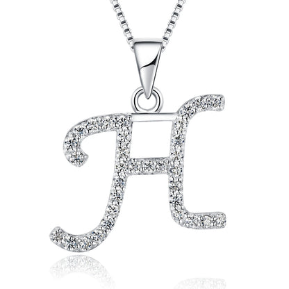 925 Sterling Silver Rhodium High Quality Plated 'Letter' Pendant Trendy Moissanite Necklace with Link Chain Tariff-Free Product