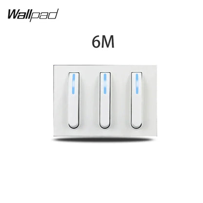 1 2 3 Gang Way Stair Cross Pass White Glass Switch DIY AU US 118*75mm 153*75mm 191*75mm Fan Dimmer Retro Switch with LED Wallpad