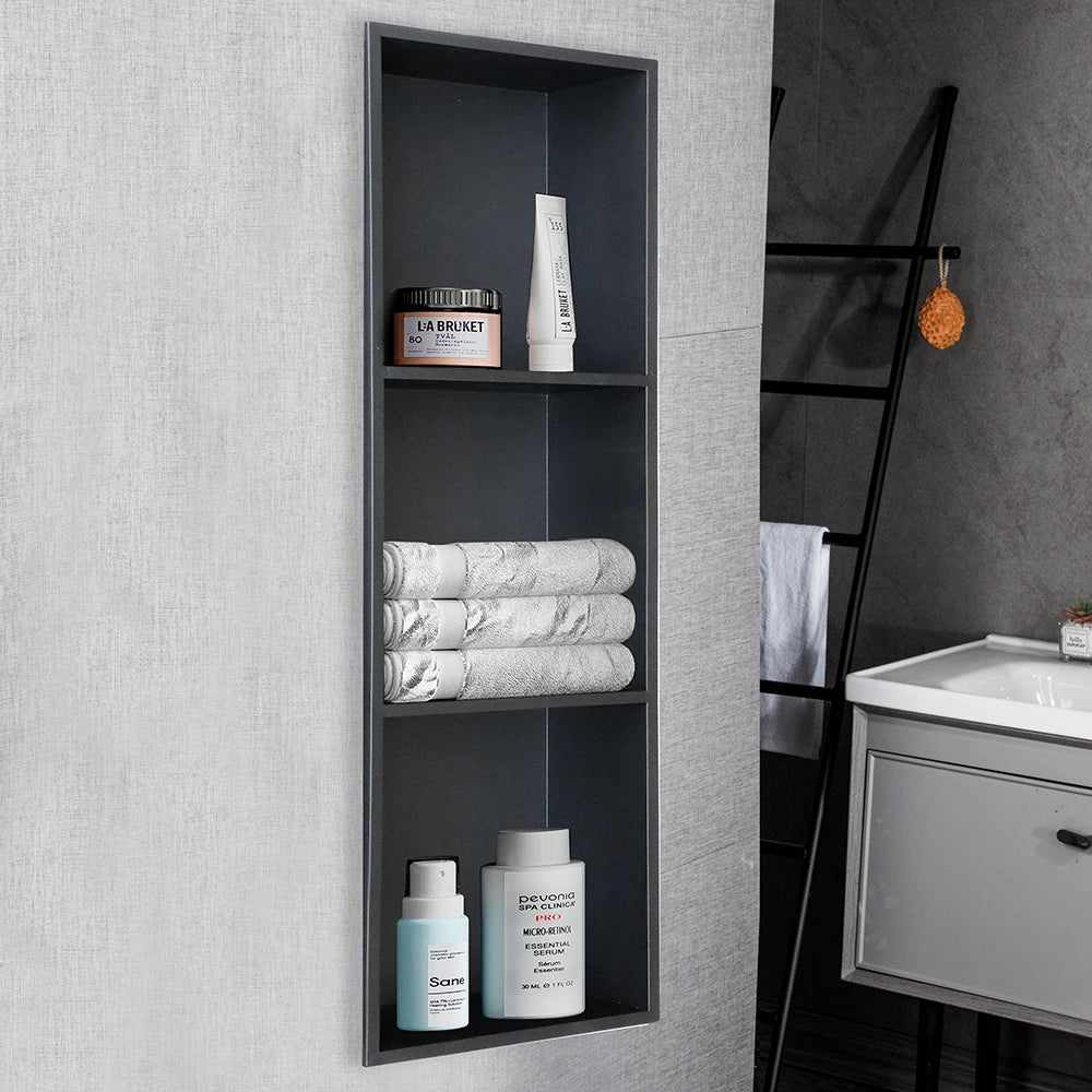 High Quality Reusable Stainless Steel Shower Room Shelf Modern Corner Mounted No Nailing Required-Wall-Mounted Bathroom Shelf