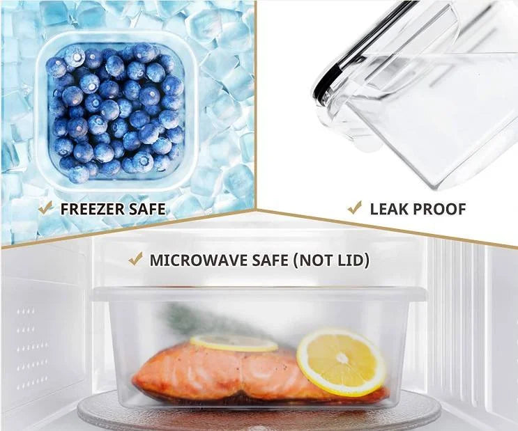 20Pcs Reusable Plastic Food Containers, Airtight Leakproof Stackable for Household Kitchen Storage