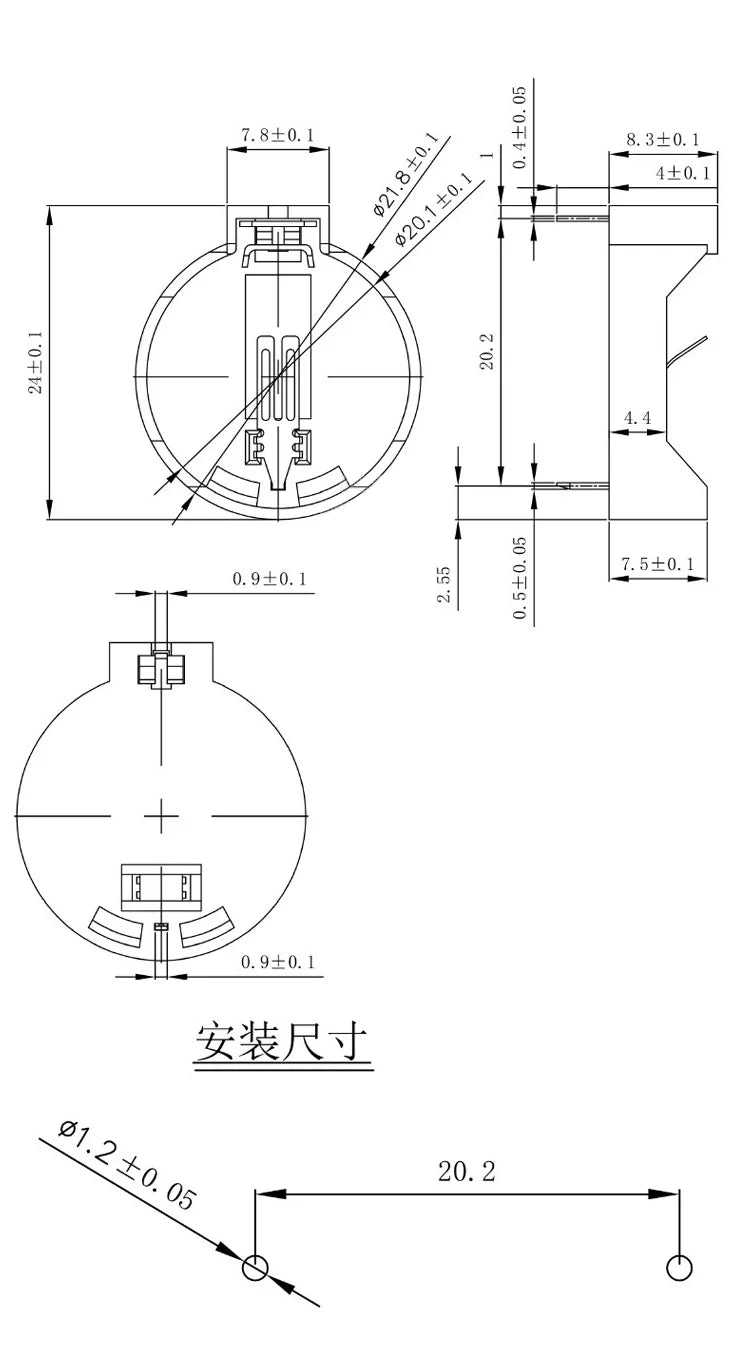 CR2032 Battery Button Cell Holder Socket Case CR2025 Battery Holder 2032