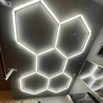 Etop 1680*2410MM Hexagon Workshop Ceiling LED Lights for Car Shop Garage with Honeycomb Design IP65 AC