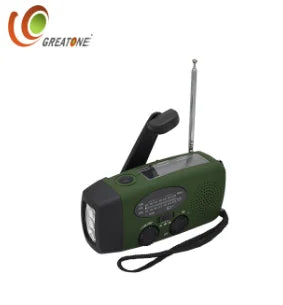 GreatOne Solar Crank NOAA Radio with Built-In Speaker Screen Mobile Charger 2000mAh