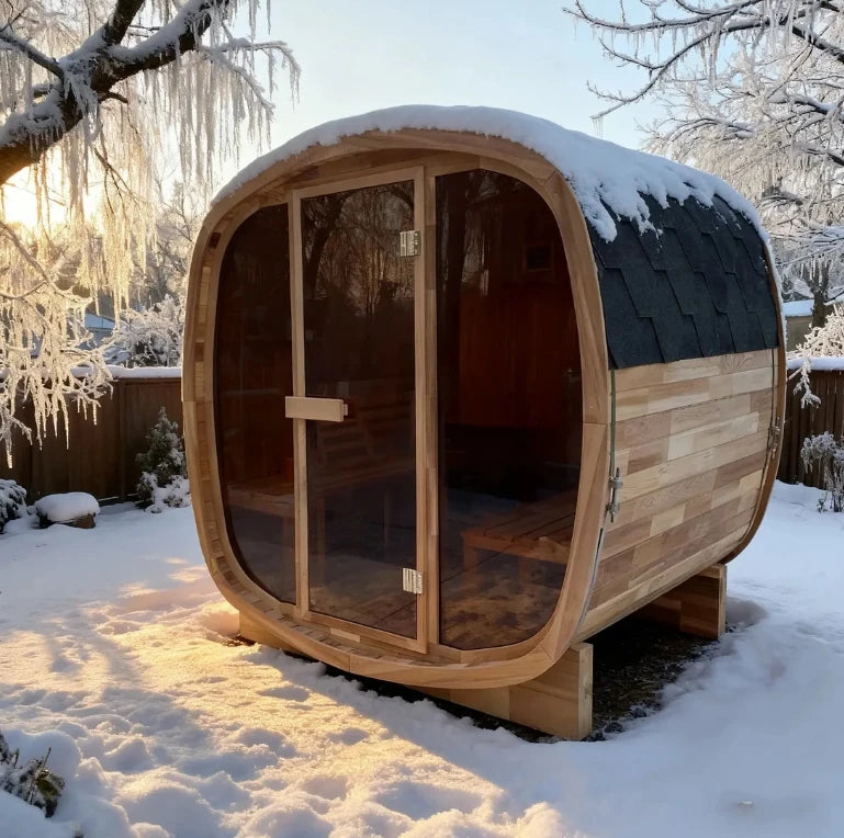 Popular Outdoor Cedar Solid Wood Cube Sauna Traditional Finnish Sauna Steam Heated for comfort and Relaxation