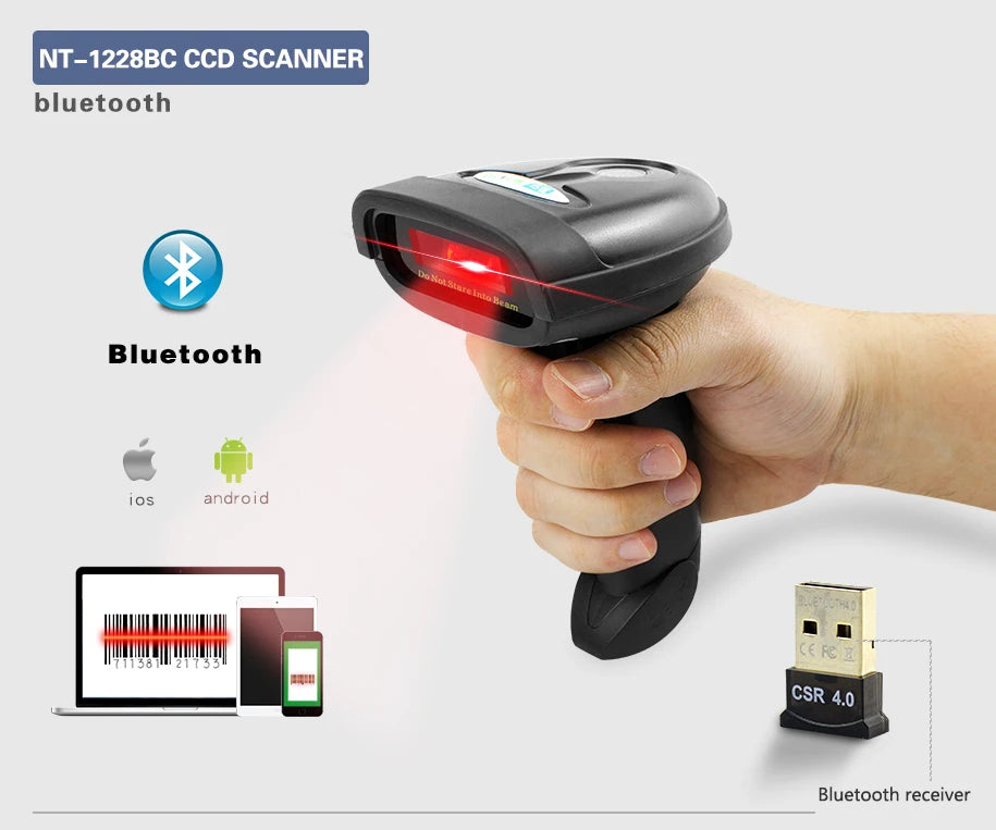 HW NETUM NT-1228BC Bluetooth Wirelress CCD Barcode Scanner-Fast shipping Free