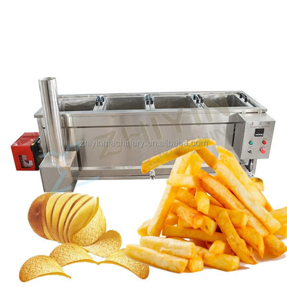 New Gas Heating Semi-Automatic Potato Chips French Fries Frying Machine 50-100kg/h High Efficiency Stainless Steel Production