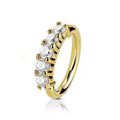 E953 Rose Gold Alloy Nose Ring with Cubic Zirconia Prong Setting Lips Shape Women Classic Daily Wear Gift Body Piercing Jewelry