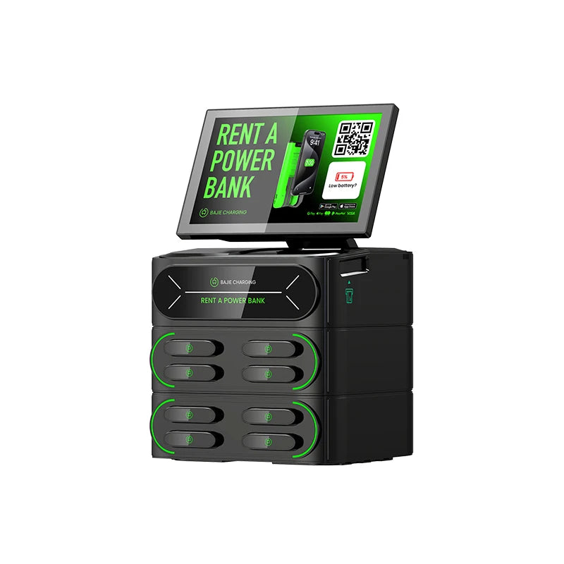 Bajie Charging 8 Slot Stackable Sharing Power Bank Vending Machine Cell Phone Charging Station Kiosk for Commercial Places